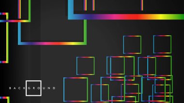 Vektör Modern Soyut Kareler Arka Planlar . siyah ve gökkuşağı renk degradesi ile. eps 10 şablonu
