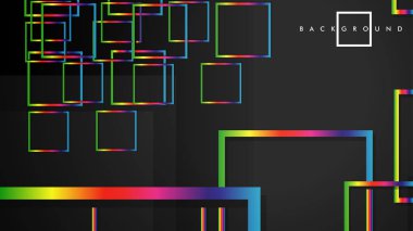 Vektör Modern Soyut Kareler Arka Planlar . siyah ve gökkuşağı renk degradesi ile. eps 10 şablonu