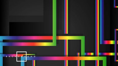 Vektör Modern Soyut Kareler Arka Planlar . siyah ve gökkuşağı renk degradesi ile. eps 10 şablonu