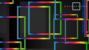 Vektör Modern Soyut Kareler Arka Planlar . siyah ve gökkuşağı renk degradesi ile. eps 10 şablonu