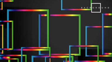 Vektör Modern Soyut Kareler Arka Planlar . siyah ve gökkuşağı renk degradesi ile. eps 10 şablonu