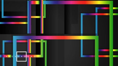 Vektör Modern Soyut Kareler Arka Planlar . siyah ve gökkuşağı renk degradesi ile. eps 10 şablonu