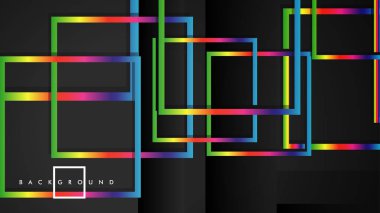 Vektör Modern Soyut Kareler Arka Planlar . siyah ve gökkuşağı renk degradesi ile. eps 10 şablonu