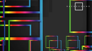Vektör Modern Soyut Kareler Arka Planlar . siyah ve gökkuşağı renk degradesi ile. eps 10 şablonu
