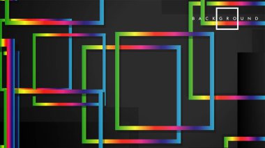 Vektör Modern Soyut Kareler Arka Planlar . siyah ve gökkuşağı renk degradesi ile. eps 10 şablonu