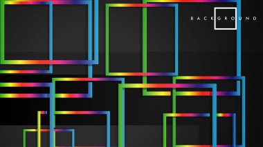 Vektör Modern Soyut Kareler Arka Planlar . siyah ve gökkuşağı renk degradesi ile. eps 10 şablonu