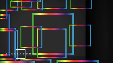 Vektör Modern Soyut Kareler Arka Planlar . siyah ve gökkuşağı renk degradesi ile. eps 10 şablonu