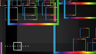 Vektör Modern Soyut Kareler Arka Planlar . siyah ve gökkuşağı renk degradesi ile. eps 10 şablonu