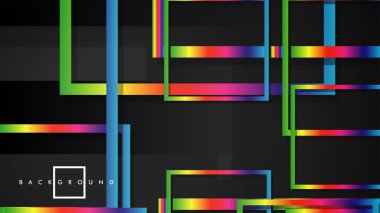 Vektör Modern Soyut Kareler Arka Planlar . siyah ve gökkuşağı renk degradesi ile. eps 10 şablonu