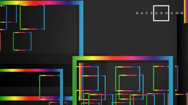 Vektör Modern Soyut Kareler Arka Planlar . siyah ve gökkuşağı renk degradesi ile. eps 10 şablonu