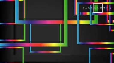 Vektör Modern Soyut Kareler Arka Planlar . siyah ve gökkuşağı renk degradesi ile. eps 10 şablonu
