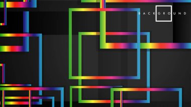 Vektör Modern Soyut Kareler Arka Planlar . siyah ve gökkuşağı renk degradesi ile. eps 10 şablonu