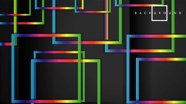 Vektör Modern Soyut Kareler Arka Planlar . siyah ve gökkuşağı renk degradesi ile. eps 10 şablonu