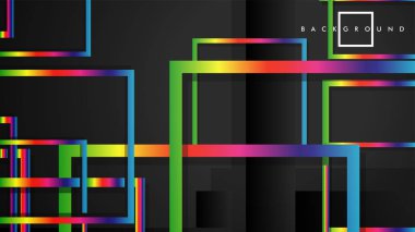 Vektör Modern Soyut Kareler Arka Planlar . siyah ve gökkuşağı renk degradesi ile. eps 10 şablonu