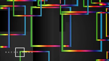 Vektör Modern Soyut Kareler Arka Planlar . siyah ve gökkuşağı renk degradesi ile. eps 10 şablonu