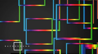 Vektör Modern Soyut Kareler Arka Planlar . siyah ve gökkuşağı renk degradesi ile. eps 10 şablonu