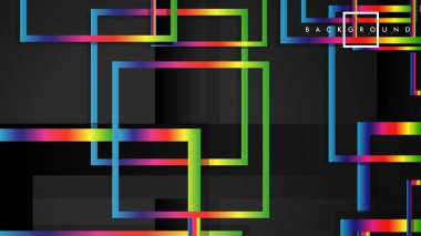 Vektör Modern Soyut Kareler Arka Planlar . siyah ve gökkuşağı renk degradesi ile. eps 10 şablonu