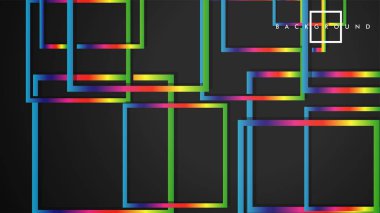 Vektör Modern Soyut Kareler Arka Planlar . siyah ve gökkuşağı renk degradesi ile. eps 10 şablonu