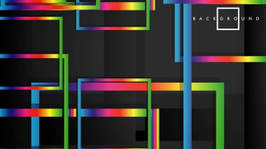 Vektör Modern Soyut Kareler Arka Planlar . siyah ve gökkuşağı renk degradesi ile. eps 10 şablonu