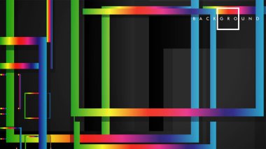 Vektör Modern Soyut Kareler Arka Planlar . siyah ve gökkuşağı renk degradesi ile. eps 10 şablonu