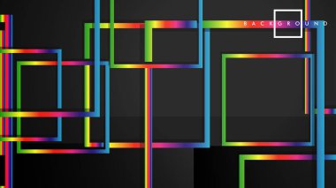 Vektör Modern Soyut Kareler Arka Planlar . siyah ve gökkuşağı renk degradesi ile. eps 10 şablonu