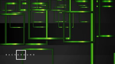 Vektör Modern Soyut Kareler Arka Planlar . siyah ve yeşil metal renk degradesi ile. eps 10 şablonu