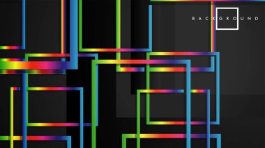 Vektör Modern Soyut Kareler Arka Planlar . siyah ve gökkuşağı renk degradesi ile. eps 10 şablonu