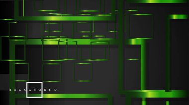 Vektör Modern Soyut Kareler Arka Planlar . siyah ve yeşil metal renk degradesi ile. eps 10 şablonu