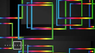 Vektör Modern Soyut Kareler Arka Planlar . siyah ve gökkuşağı renk degradesi ile. eps 10 şablonu