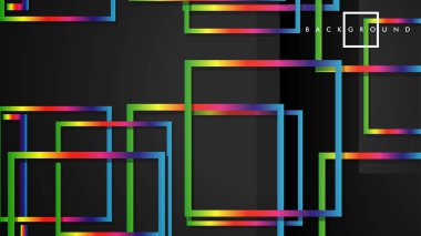Vektör Modern Soyut Kareler Arka Planlar . siyah ve gökkuşağı renk degradesi ile. eps 10 şablonu