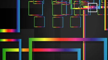 Vektör Modern Soyut Kareler Arka Planlar . siyah ve gökkuşağı renk degradesi ile. eps 10 şablonu