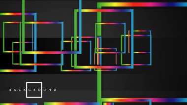 Vektör Modern Soyut Kareler Arka Planlar . siyah ve gökkuşağı renk degradesi ile. eps 10 şablonu