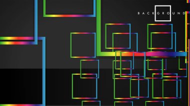 Vektör Modern Soyut Kareler Arka Planlar . siyah ve gökkuşağı renk degradesi ile. eps 10 şablonu