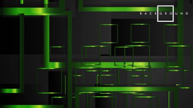 Vektör Modern Soyut Kareler Arka Planlar . siyah ve yeşil metal renk degradesi ile. eps 10 şablonu