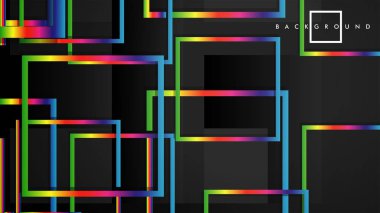 Vektör Modern Soyut Kareler Arka Planlar . siyah ve gökkuşağı renk degradesi ile. eps 10 şablonu