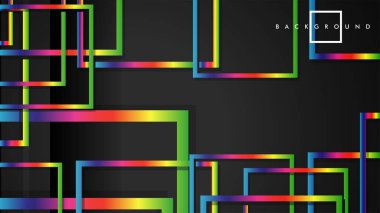 Vektör Modern Soyut Kareler Arka Planlar . siyah ve gökkuşağı renk degradesi ile. eps 10 şablonu