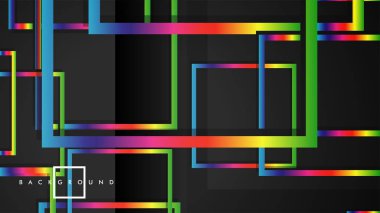 Vektör Modern Soyut Kareler Arka Planlar . siyah ve gökkuşağı renk degradesi ile. eps 10 şablonu