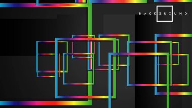 Vektör Modern Soyut Kareler Arka Planlar . siyah ve gökkuşağı renk degradesi ile. eps 10 şablonu