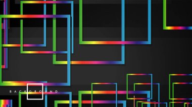 Vektör Modern Soyut Kareler Arka Planlar . siyah ve gökkuşağı renk degradesi ile. eps 10 şablonu