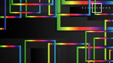 Vektör Modern Soyut Kareler Arka Planlar . siyah ve gökkuşağı renk degradesi ile. eps 10 şablonu