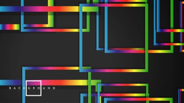 Vektör Modern Soyut Kareler Arka Planlar . siyah ve gökkuşağı renk degradesi ile. eps 10 şablonu