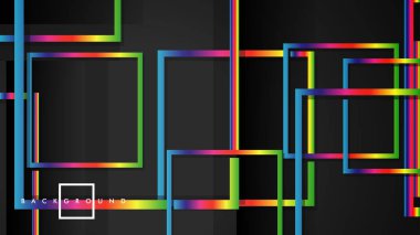 Vektör Modern Soyut Kareler Arka Planlar . siyah ve gökkuşağı renk degradesi ile. eps 10 şablonu