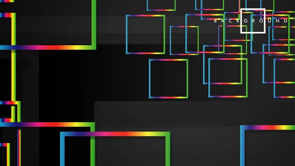 ベクトル現代抽象正方形の背景.黒と虹色のグラデーションで。eps 10 テンプレート — ストックベクタ