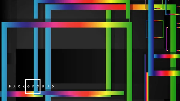 Vector modern absztrakt négyzetek háttérrel. fekete és szivárványos színes gradiens. EPS 10 sablon — Stock Vector