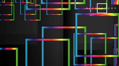 Vektör Modern Soyut Kareler Arka Planlar . siyah ve gökkuşağı renk degradesi ile. eps 10 şablonu