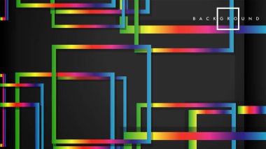 Vektör Modern Soyut Kareler Arka Planlar . siyah ve gökkuşağı renk degradesi ile. eps 10 şablonu