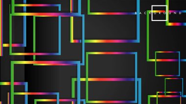 Vektör Modern Soyut Kareler Arka Planlar . siyah ve gökkuşağı renk degradesi ile. eps 10 şablonu