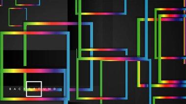 Vektör Modern Soyut Kareler Arka Planlar . siyah ve gökkuşağı renk degradesi ile. eps 10 şablonu