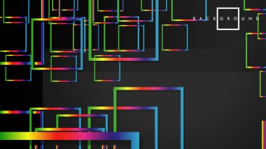 Vektör Modern Soyut Kareler Arka Planlar . siyah ve gökkuşağı renk degradesi ile. eps 10 şablonu