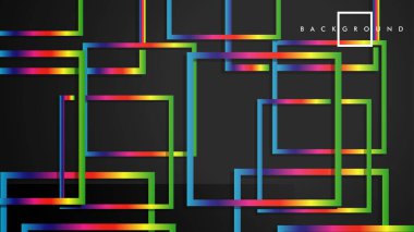 Vektör Modern Soyut Kareler Arka Planlar . siyah ve gökkuşağı renk degradesi ile. eps 10 şablonu